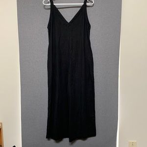 Black Wide-Leg Linen Romper